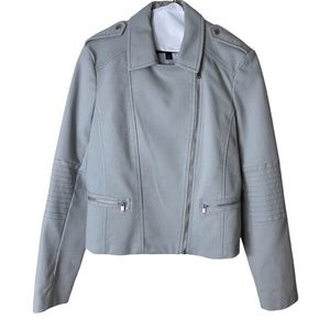 BANANA REPUBLIC MOTO JACKET LIGHT BLUE ASYMMETRIC ZIP 14